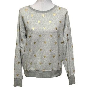 J.crew grey crewneck sweat shirt with gold hearts